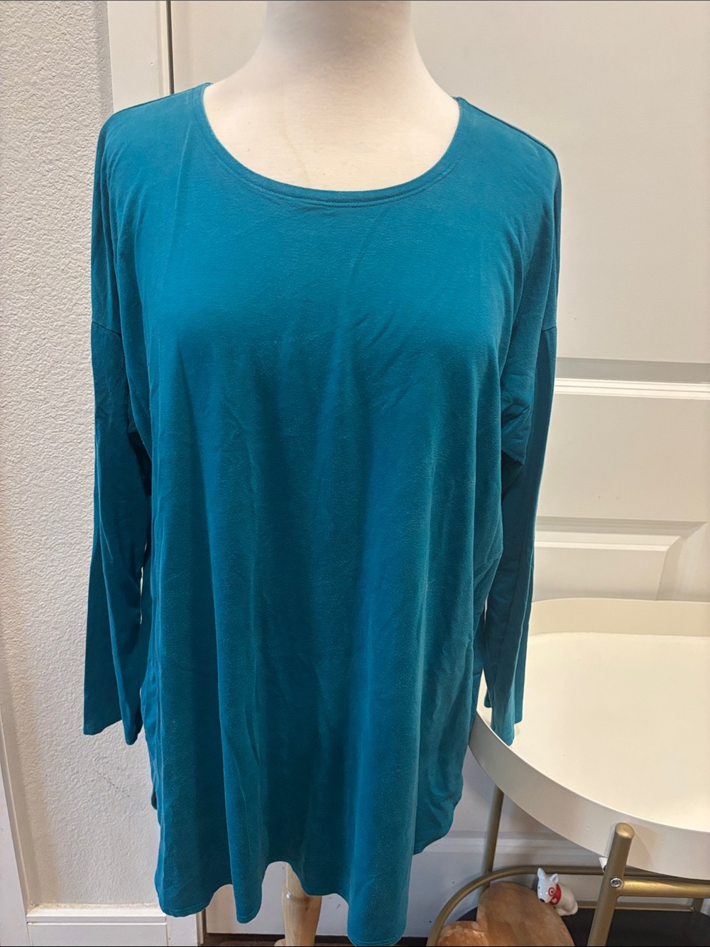 GUC Eileen Fisher Teal Long-Sleeve Scoop Neck Top